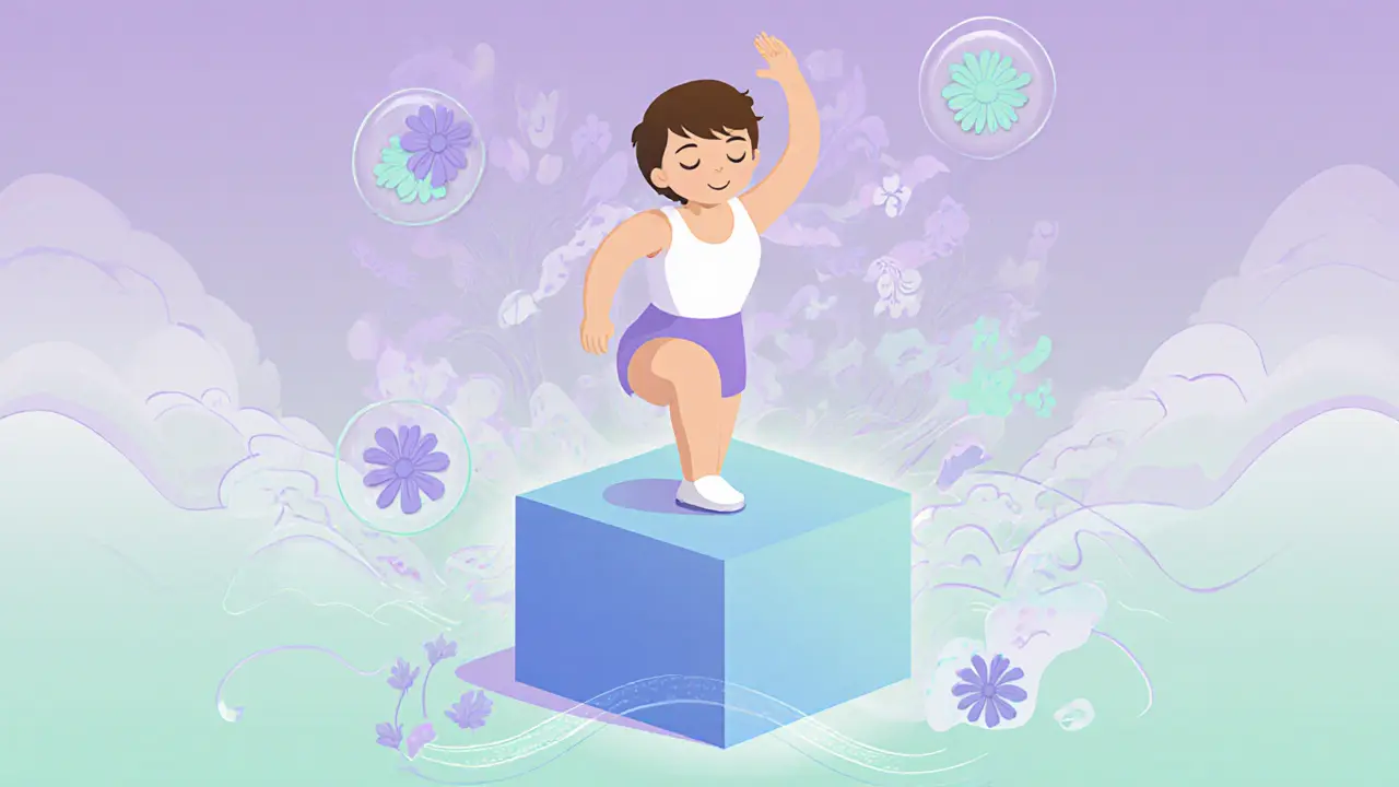 Атлет медленно зашагивает на бокс, вокруг — мягкие светящиеся узоры и цветы.