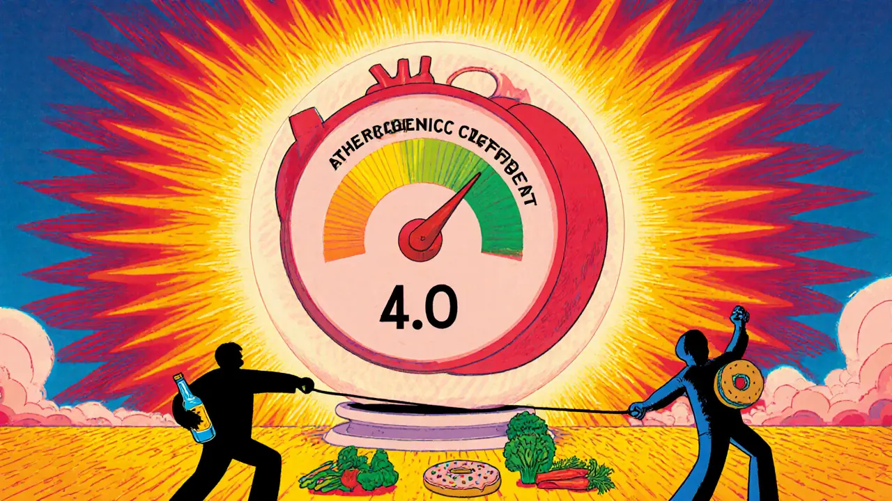 Сердце с индикатором риска, который человек снижает с помощью здорового образа жизни.