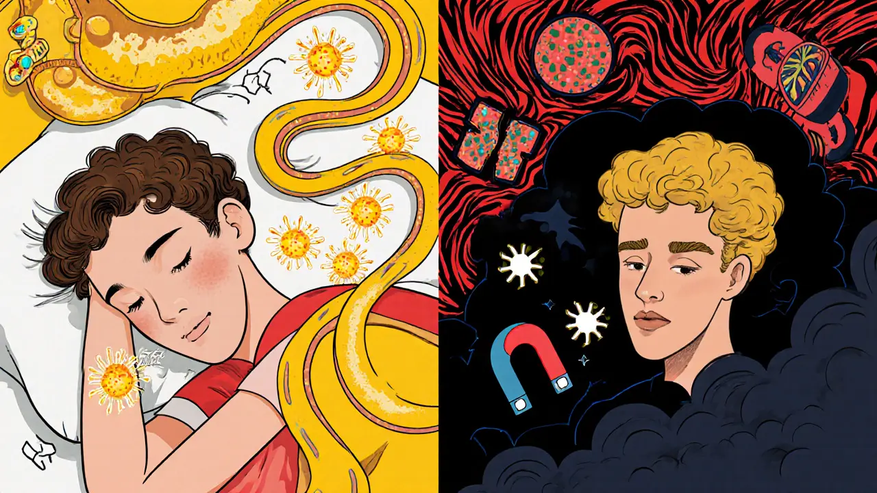 Сравнение: спящий человек с активными иммунными клетками и бодрствующий — с ослабленной защитой.