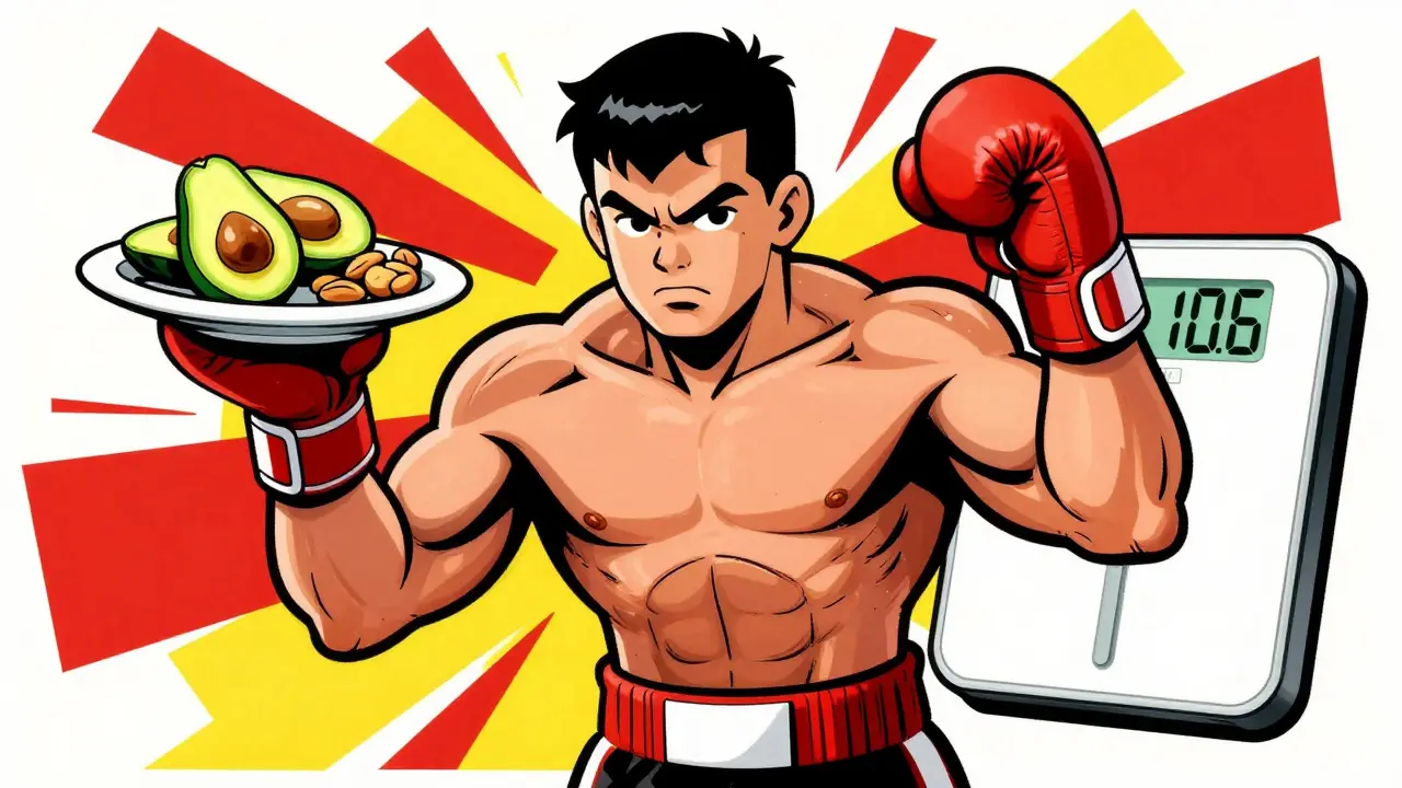 Боксер с авокадо и орехами, вес снижается, мышцы сохранены