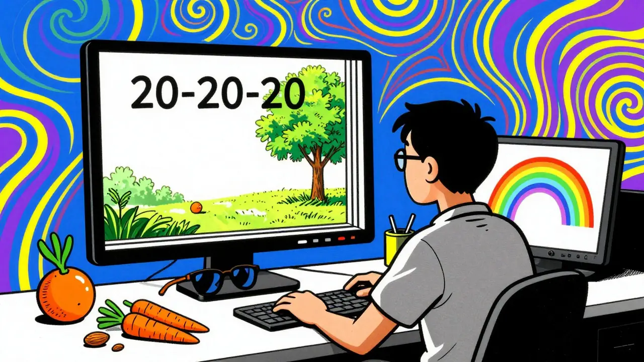 Человек смотрит в окно, солнцезащитные очки и фрукты на столе