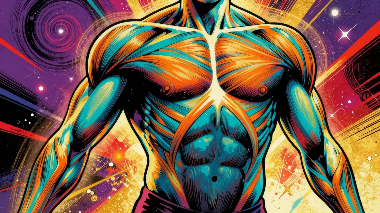 Иллюстрация работы мышц и контроля тела во время упражнений.