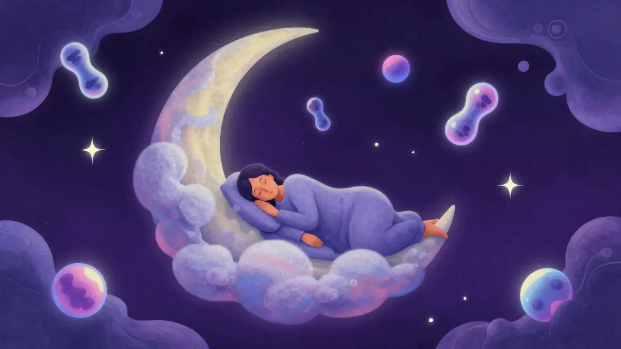 Сон и восстановление мышц в сюрреалистичном стиле