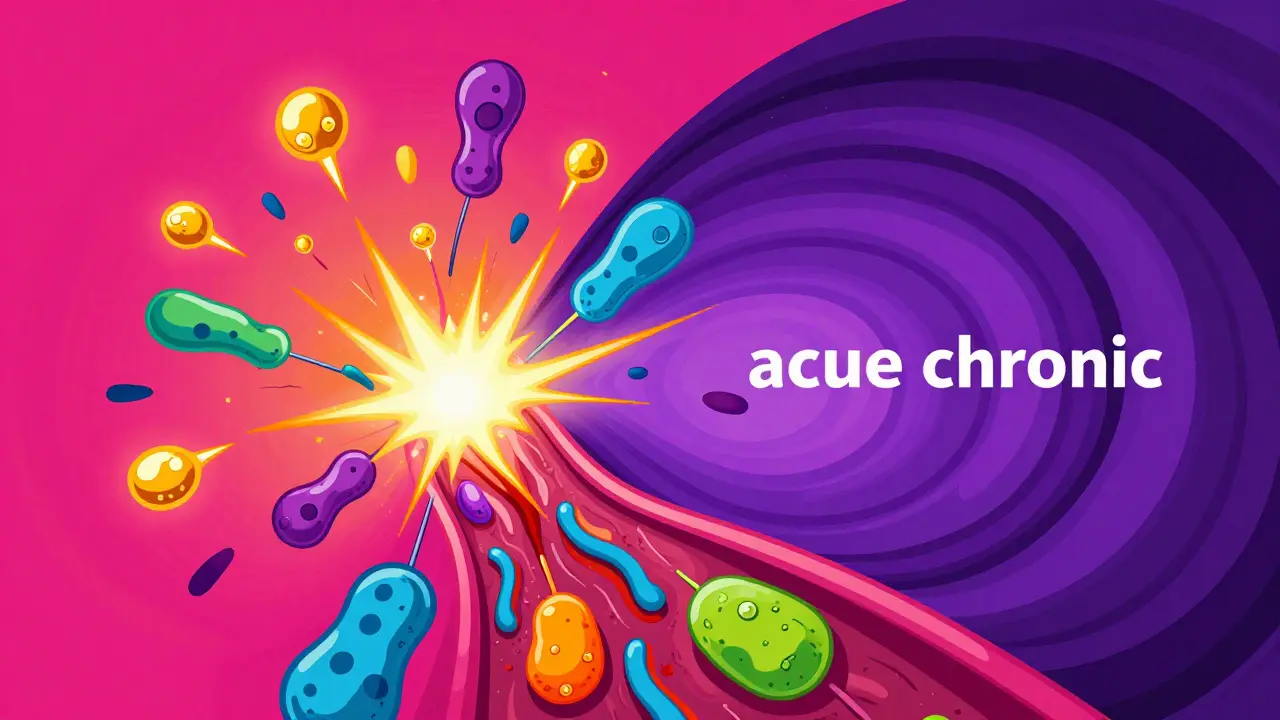 Стилизованное изображение иммунной системы и гистамина в ярких неоновых цветах