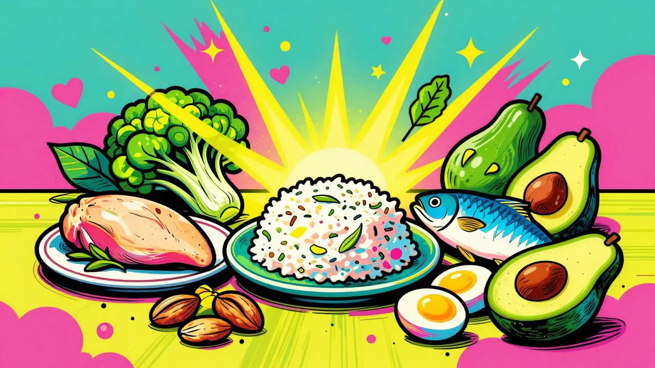 Яркая иллюстрация продуктов для набора массы